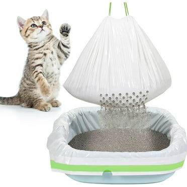 Sifting Cat Litter Box Liners Bags with Holes Pack of 7-Drawstring Scratch Resistant Waste (37x18 Inch)