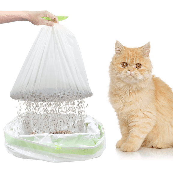 Sifting Cat Litter Box Liners with Holes, 14 Count Large Drawstring Cat Litter Pan Bags Cat Waste Litter Bags Pet Cat Supplies (31" x 18")