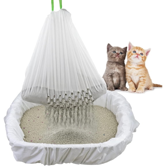 Sifting  Litter Box Liners Bags with Holes-Drawstring Scratch Resistant  (1, S (31x18inch))