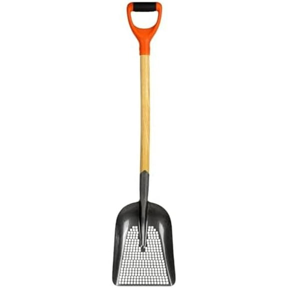 Sifting Scoop Shovel Steel Sand Sifter Treasure Shovel Digger Sifter for Farm Chicken Coop Goat Stall Sand Poop Cleaning, Transfer Shovel, Black$$Garden & Patio
