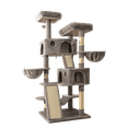 thumbnail image 1 of Sifurni 65.7" Large Cat Tree Tower Condo House for Cats with 2 Scratching Ramps, Hammock & Posts, Gray, 1 of 10