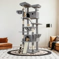 thumbnail image 1 of Sifurni 81" Multi-Level Tall Cat Tree Tower for Large Cat with Cat Condo and Hammock, Scratching Post & Scratching Ramp, Grey, 1 of 9