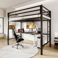 thumbnail image 1 of Sifurni Black Heavy Duty Twin Size Metal Loft Bed with Full-Length Guardrail & Removable Stairs, 1 of 11