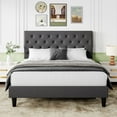 thumbnail image 1 of Sifurni Full Fabric Upholstered Platform Bed Frame with Adjustable Diamond-Tufted Headboard, Dark Gray, 1 of 8