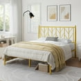 thumbnail image 1 of Allewie Gold Queen Size Modern Metal Platform Bed Frame with Vintage Headboard and 12" Under-bed Storage, 1 of 9