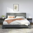 thumbnail image 1 of Sifurni King Size Platform Bed Fame with Upholstered Adjustable Fabric Headboard, Dark Grey, 1 of 6