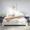thumbnail image 1 of Sifurni King Size Platform Bed Fame with Upholstered Adjustable Leather Headboard, White, 1 of 6