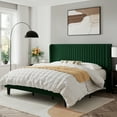 thumbnail image 1 of Sifurni King Size Velvet Platform Bed Frame with Vertical Channel Tufted Wingback Headboard, Green, 1 of 8