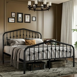 Merluxy Queen Size Solid Wood Bed Frame Mid Century Platform Bed with Reclining Slatted Headboard Wood Slat Support No Box Spring Needed Noise Free Light Brown Walmart