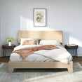 thumbnail image 1 of Sifurni Queen Size Platform Bed Fame with Upholstered Adjustable Fabric Headboard, Beige, 1 of 6