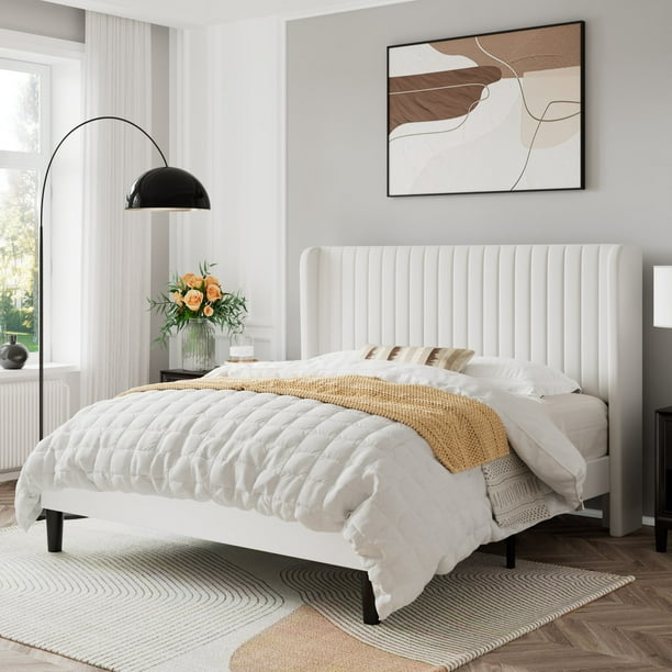 Sifurni Upholstered Queen Size Velvet Platform Bed Frame with