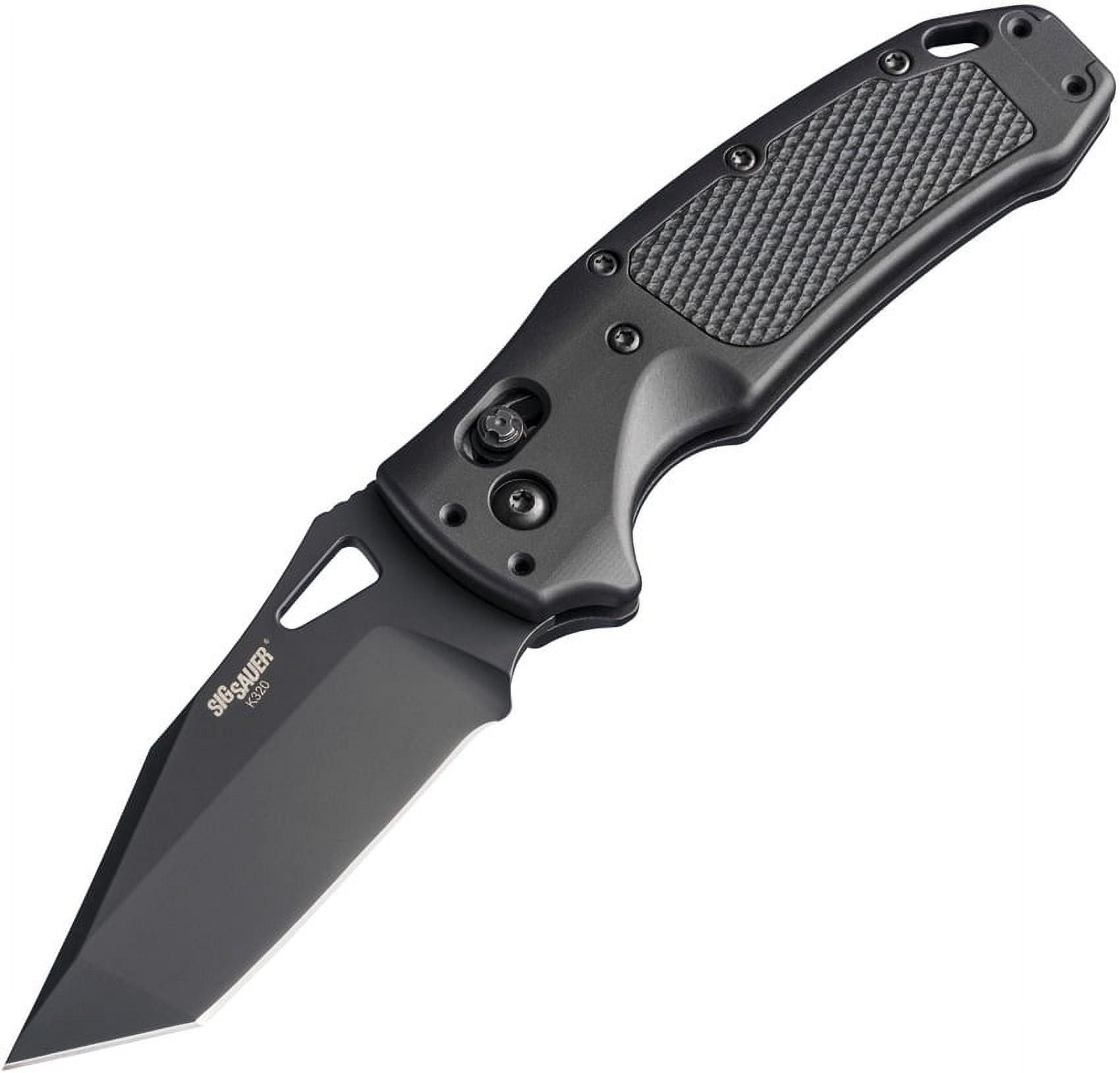 Hogue Sig K320 AXG Pro Folding Knife, 3.5in, Black Cerekote Finish, CPM-S30V, Tanto, Black Handle, 6061-T6 Hard-Anodized Aluminum Handle