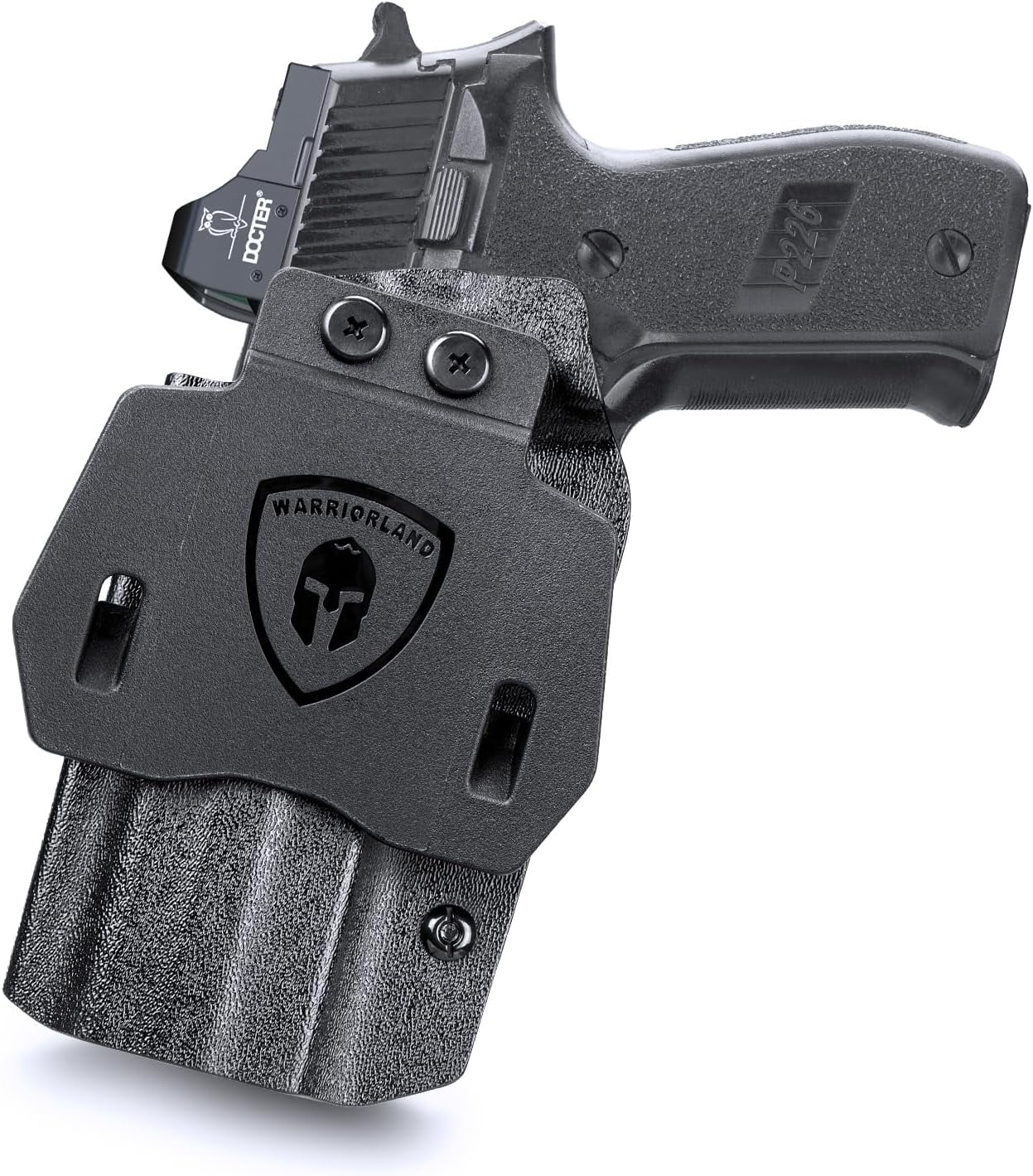 Sig P226 Holster OWB Kydex Holster Optics Cut: Sig Sauer P226 Full Size 4.4'' Pistol, Outside Waistband Open Carry P226 Holster with 1.75 Inch Paddle, Adj. Retention, Right Hand