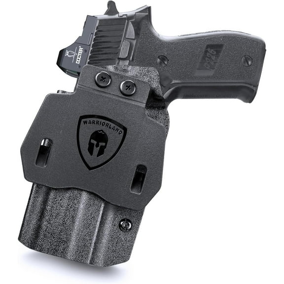 Sig P226 Holster OWB Kydex Holster Optics Cut: Sig Sauer P226 Full Size 4.4'' Pistol, Outside Waistband Open Carry P226 Holster with 1.75 Inch Paddle, Adj. Retention, Right Hand