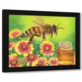 Sigal Govrin 32x26 Black Modern Wood Framed Wall Art Titled - Bee and Honey