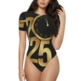 thumbnail image 1 of Sigee 2025 Happy New Year for Bodysuits for Womens Round Neck Short Sleeves Onesie Womens Jumpsuits-X-Large, 1 of 7