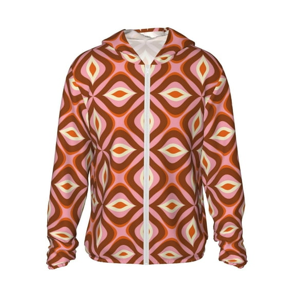 Sigee 70s Retro Style Print UPF50+ Men's Sun Protection Hoodie Shirt SPF UV Shirt Long Sleeve Fishing Outdoor Lightweight, S-3XL
