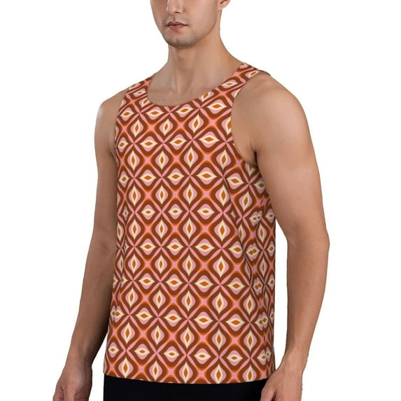 Sigee 70s Retro Style for Men's Workout Tank Top, Athletic Gym Sleeveless Shirt - Quick Dry, Lightweight, Breathable Small