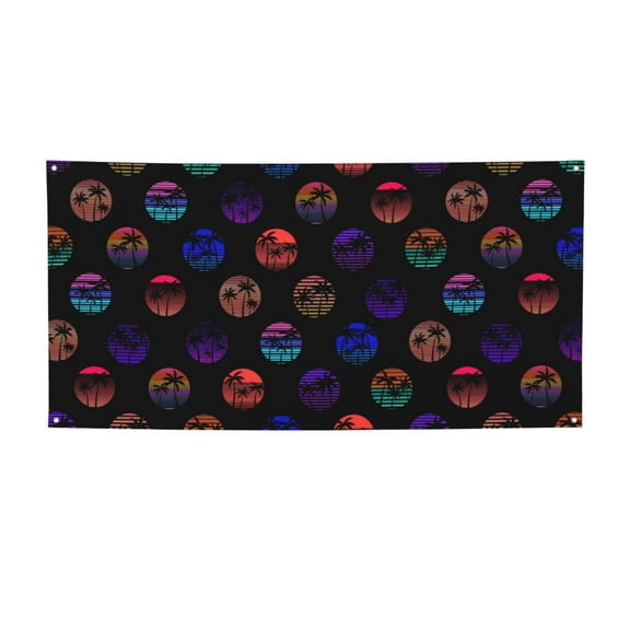 Sigee 80s Style Palm Trees for Large Happy Holiday Banner for Outdoor Indoor Home Wall Photo Background-Small