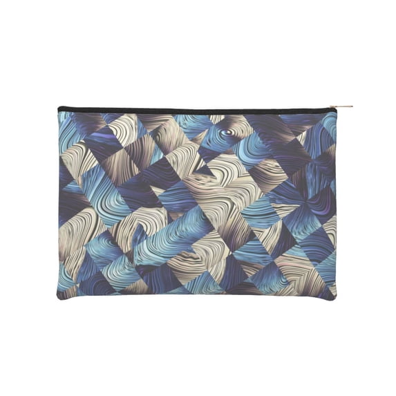 Sigee Abstract Blue Squares for Multipurpose Zipper Pouch Paper Reusable Cosmetic bag for Purse Water Resistant Gift