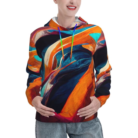 Sigee Abstract Fabric Color Waves for Women's Pullover Hoodie Sweatshirts Adult Casual Long Sleeve Sweatshirts ,Sizes S-2XL-X-Large