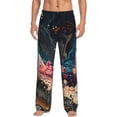 thumbnail image 1 of Sigee Abstract Peacock Painting print Men's Pajama Pants Lounge Sleep Bottoms with Elastic Waistband and Pockets-Large, 1 of 6
