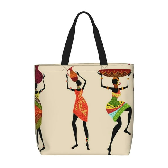 Sigee African Women Print Large Capacity Zippered Tote Bag - Durable, Stylish and Versatile for Everyday Use