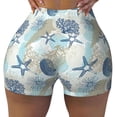 thumbnail image 1 of Sigee Algae Corals and Seashells Print Women's High Waist Workout Shorts - Squat Proof, Tummy Control, Yoga and Gym Activewear-Medium, 1 of 9