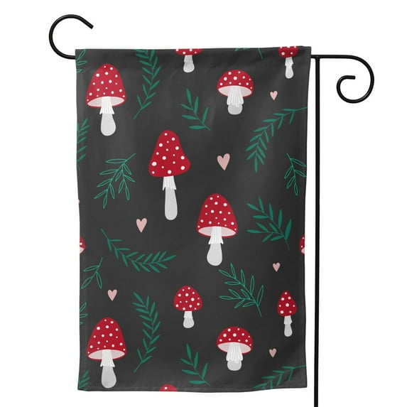 Sigee Amanita Mushroom for Live Happy Decorative Small Garden Flag,Double Sided Yard Flags Holiday Garden Flags for All Seasons