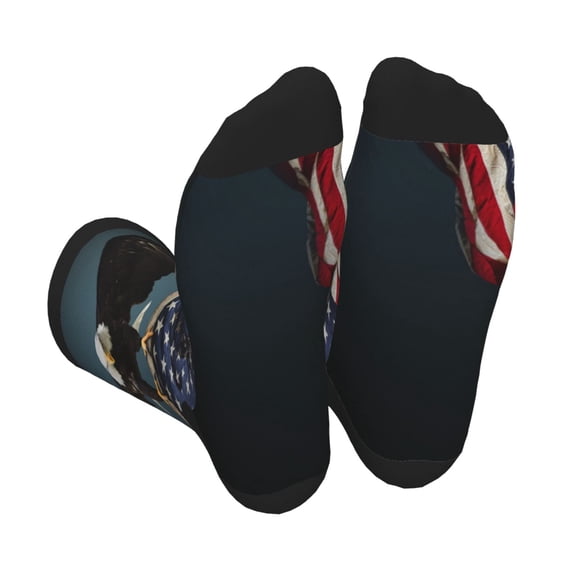 Sigee American Flag for Contrast Design Crew Soft Moisture-Wicking Socks Crew Casual Athletic Stretchy Loose Socks