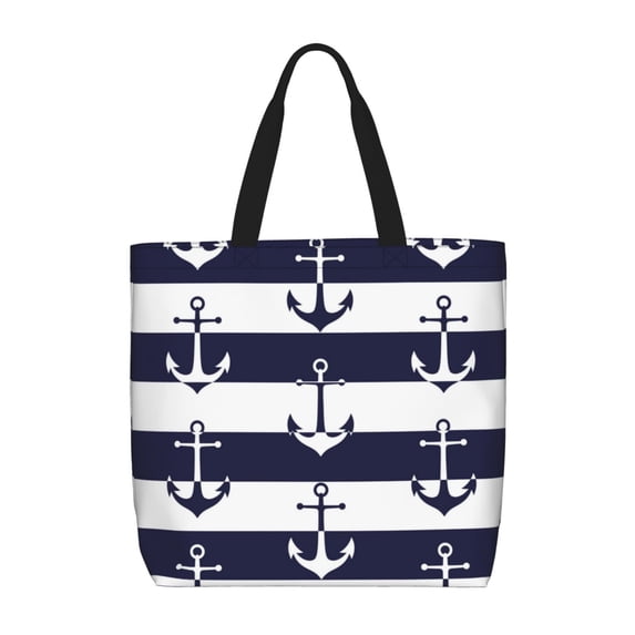 Sigee Anchors Print Large Capacity Zippered Tote Bag - Durable, Stylish and Versatile for Everyday Use