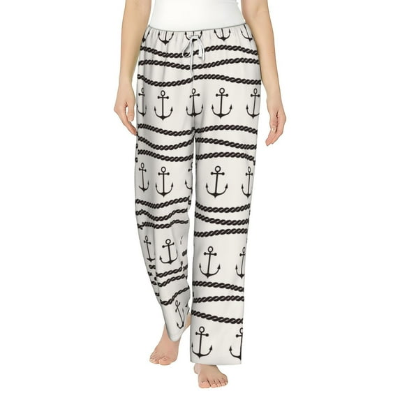 Sigee Anchors and Ropes Print Women's Soft Pajama Pants - Breathable and Comfortable Lounge Sleep Bottoms with Elastic Waistband and Pockets-Medium