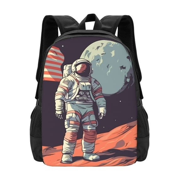 Sigee Astronaut With American Flag for Simple large capacity backpack Travel Laptop Backpack, Business for Travel and Daily Use