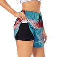 thumbnail image 1 of Sigee Aurora Borealis Village for Women's Athletic Shorts High Waisted Running Shorts Pocket Sporty Short Gym Elastic Workout Shorts-XX-Large, 1 of 7