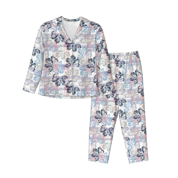 Sigee Autumn Leaves for Women’s Pajama Sets Long-Sleeved Pjs Sets for Women 2 piece Sleepwear-Small