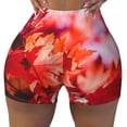 thumbnail image 1 of Sigee Autumn Maple Leaves Print Women's High Waist Workout Shorts - Squat Proof, Tummy Control, Yoga and Gym Activewear-Large, 1 of 9