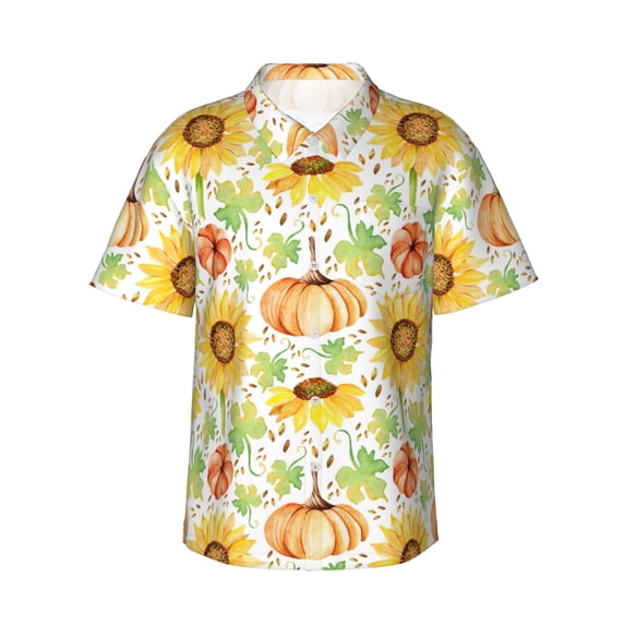 Sigee Autumn Theme for Men’s Casual Beach Summer Shirts Funky Hawaiian Shirt for Men Hawaiian Shirts,XX-Large