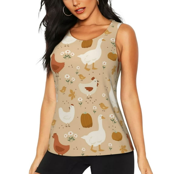 Sigee Autumn and Thanksgiving for Women's Workout Tank Top,Running Tank Tops,Sleeveless Gym ClothesMedium