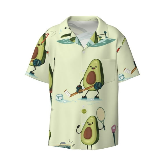 Sigee Avocado for Exercise Print Men's Shirts Casual Button Down Short Sleeve Summer Beach Shirt Hawaiian Vacation Shirts Tee Shirt-3X-Large