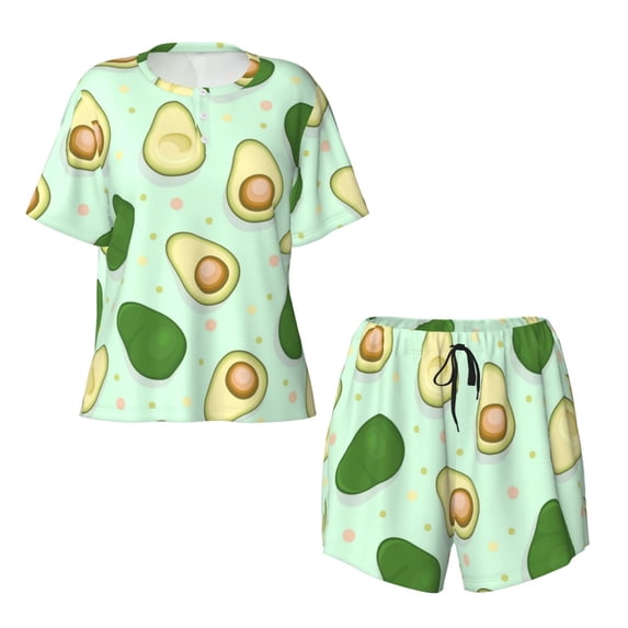 Sigee Avocado for Sleepwear Casual Pjs with Pockets Women's Pajamas Sets Shorts 2 Piece Short Sleeve Lounge Sets Medium