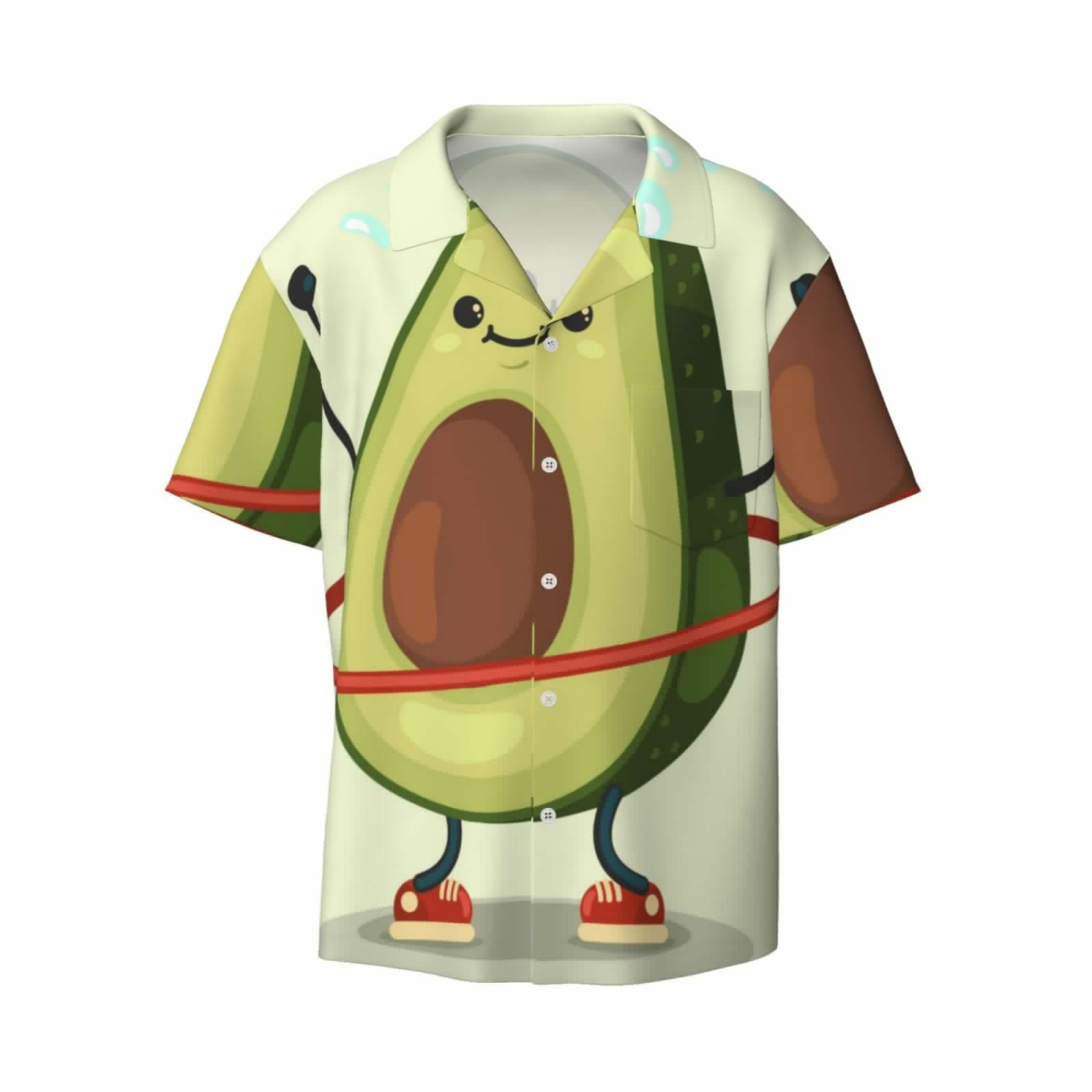 Sigee Avocado1 Print Men's Shirts Casual Button Down Short Sleeve Summer Beach Shirt Hawaiian Vacation Shirts Tee Shirt-