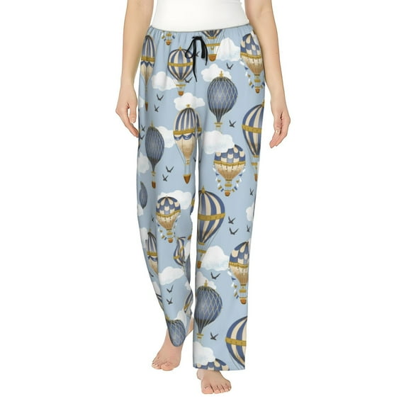 Sigee Balloon Vintage Print Women's Soft Pajama Pants - Breathable and Comfortable Lounge Sleep Bottoms with Elastic Waistband and Pockets-Small