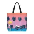 thumbnail image 1 of Sigee Beach with Palm Trees Print Large Capacity Zippered Tote Bag - Durable, Stylish and Versatile for Everyday Use, 1 of 9