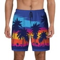 thumbnail image 1 of Sigee Beach with Palm Trees Print Mens Swim Trunks with Compression Liner Quick Dry Swim Stretch Beach Shorts with Pockets,S-3XL, 1 of 7