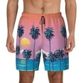 thumbnail image 1 of Sigee Beach with Palm Trees Print Mens Swim Trunks with Compression Liner Quick Dry Swim Stretch Beach Shorts with Pockets,S-3XL, 1 of 7