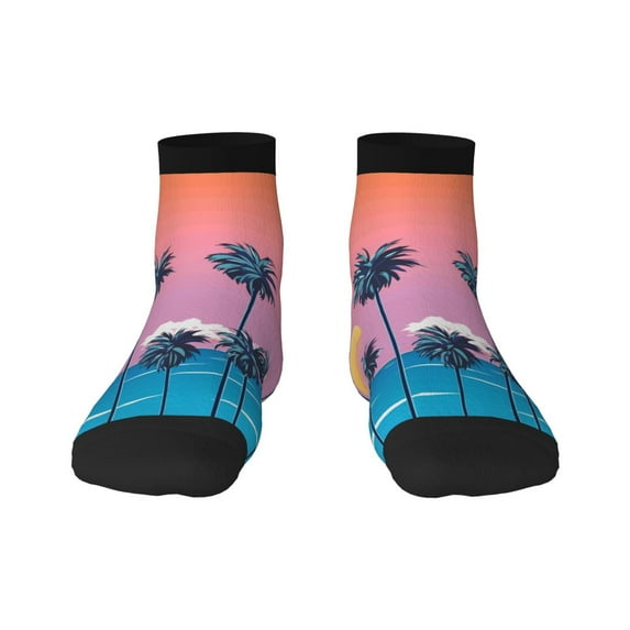 Sigee Beach with Palm Trees for Crew Soft Moisture-wicking Socks ,Cushion Moisture Wicking Boot Socks for Men and Women