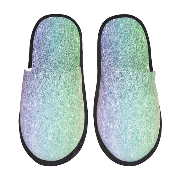 Sigee Beautiful Glitter for Cozy Furry Slippers Super Soft Indoor and Outdoor Use, Non-Slip Sole Slip On House Slippers-Medium