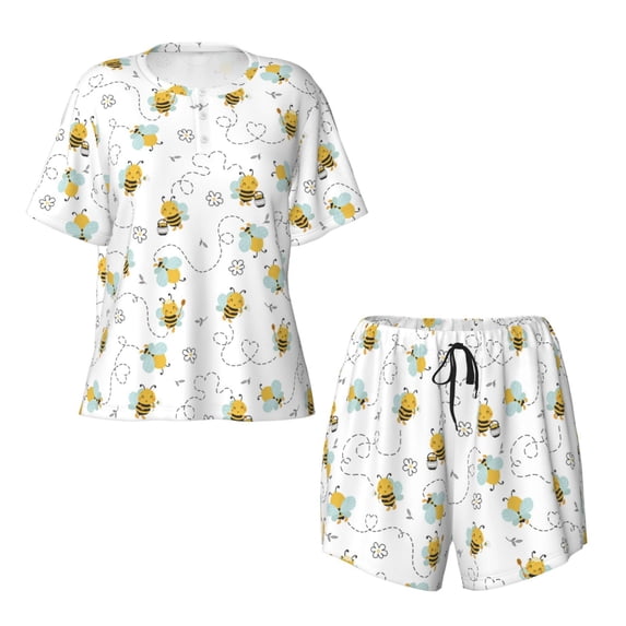 Sigee Bee for Sleepwear Casual Pjs with Pockets Women's Pajamas Sets Shorts 2 Piece Short Sleeve Lounge Sets 4X-Large
