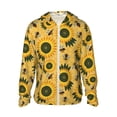 thumbnail image 1 of Sigee Bees and Sunflowers Print UPF50+ Men's Sun Protection Hoodie Shirt SPF UV Shirt Long Sleeve Fishing Outdoor Lightweight, S-3XL, 1 of 9