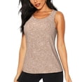 thumbnail image 1 of Sigee Beige Sparkling Glitter for Women's Workout Tank Top,Running Tank Tops,Sleeveless Gym ClothesSmall, 1 of 8